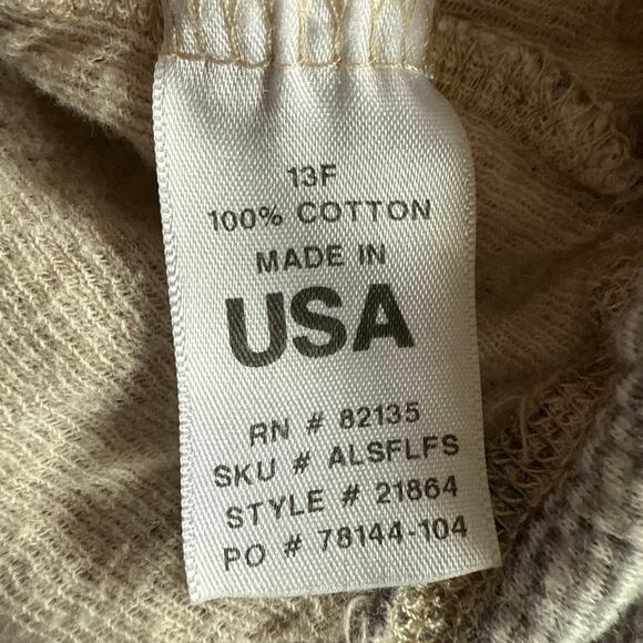 Fresh Produce Boat Neck Long Sleeve Gray White Stripe Shirt Top Size Medium - Picture 5 of 5